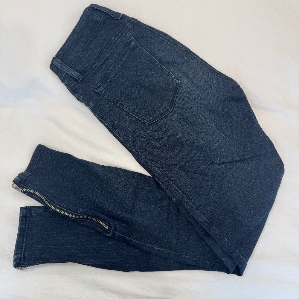 Just Black Dark Blue Skinny Jeans Ankle Zipper Detail Size 25